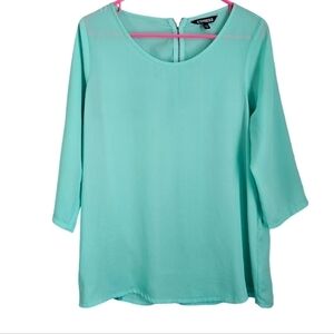 Express zipper back teal blouse 3/4 sleeve womens size medium